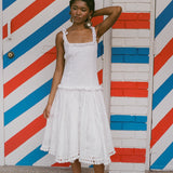 1000 TASSELS DRESS IN WHITE COTTON
