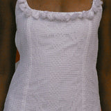 1000 TASSELS DRESS IN WHITE COTTON