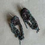 ionized stainless steel sterling silver chain crocheted earrings