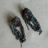 ionized stainless steel sterling silver chain crocheted earrings