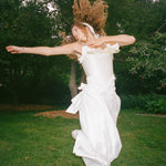 romantic panna cream silk opera corset with bow