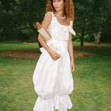 romantic panna cream silk opera corset with bow