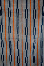 Load image into Gallery viewer, VINTAGE BALOUÉ CLOTH IN DARK INDIGO/ORANGE IKAT