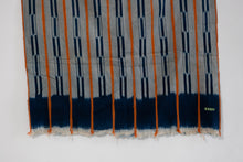 Load image into Gallery viewer, VINTAGE BALOUÉ CLOTH IN DARK INDIGO/ORANGE IKAT