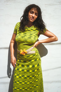 DONNA MINI DRESS IN GREEN AND YELLOW