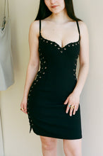 Load image into Gallery viewer, EYELET HEART MINI DRESS IN BLACK