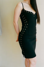 Load image into Gallery viewer, EYELET HEART MINI DRESS IN BLACK