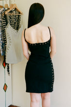 Load image into Gallery viewer, EYELET HEART MINI DRESS IN BLACK