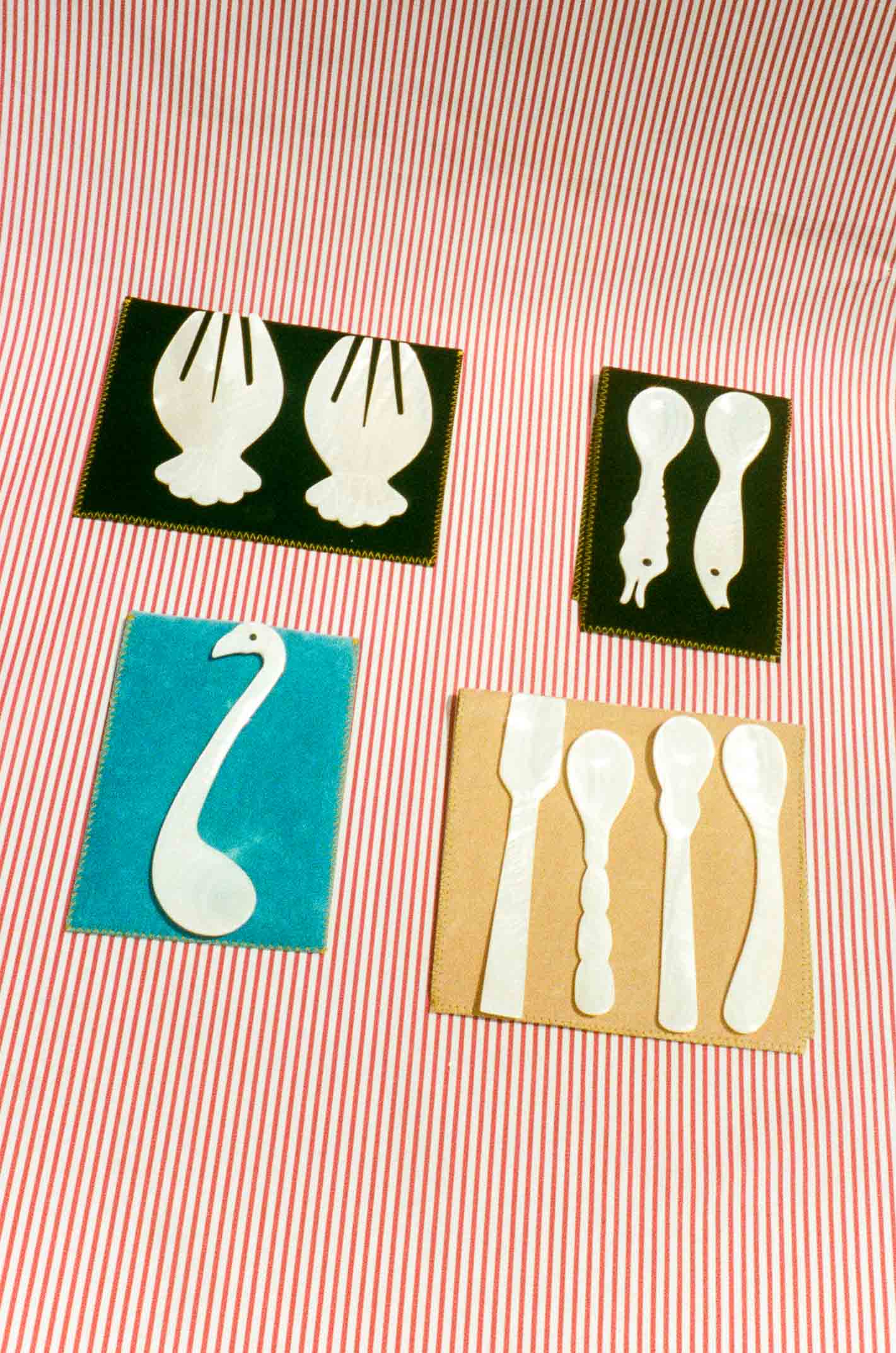 mother of pearl sea creature spoon set