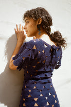 Load image into Gallery viewer, cotton hand crochet maxi dress in navy