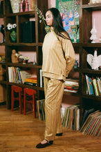 Load image into Gallery viewer, yellow plaid cotton straight leg wide pant