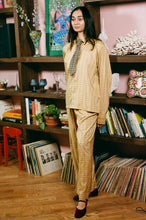 Load image into Gallery viewer, yellow plaid cotton straight leg wide pant