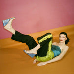 black yellow mid rise skater baggy jeans