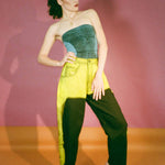 black yellow mid rise skater baggy jeans