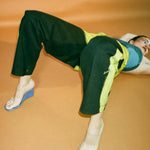 black yellow mid rise skater baggy jeans