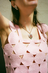HAND CROCHET SQUARE TOP IN ROSE