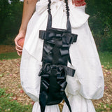 polyester satin black bow baguette dinner bag