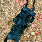 polyester satin black bow baguette dinner bag