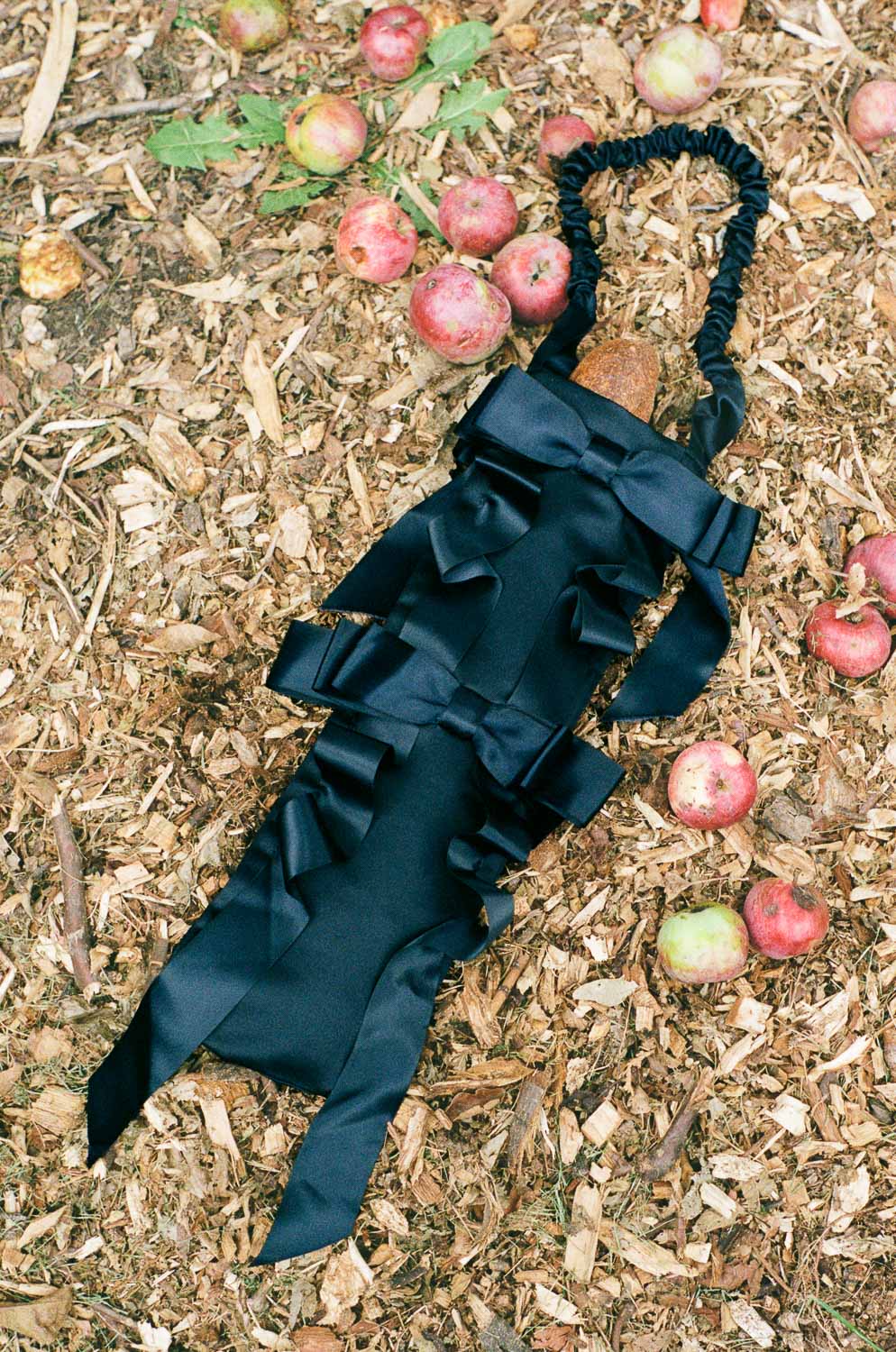 polyester satin black bow baguette dinner bag