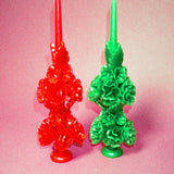 forest green floral sculpture beeswax candle