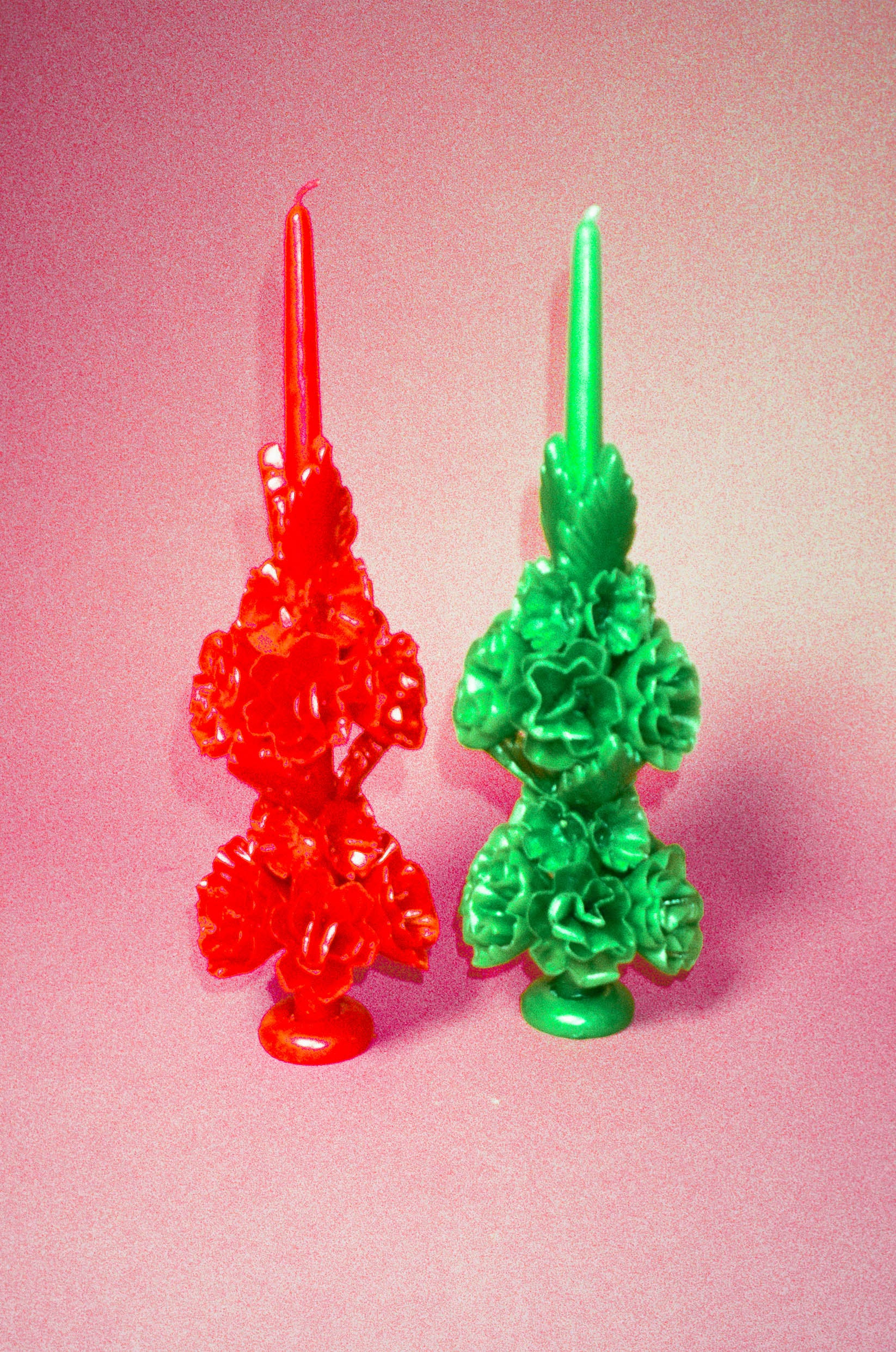 forest green floral sculpture beeswax candle