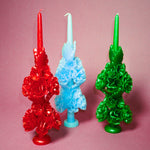 forest green floral sculpture beeswax candle