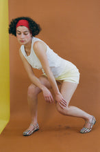 Load image into Gallery viewer, light yellow cotton spandex A line mini skort