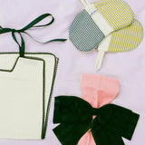 cotton poly denim green pinstripe bean pot bitts