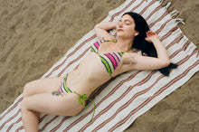 Load image into Gallery viewer, polyester polyamide elastane watermelon stripe triangle bikini bottom