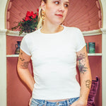 form fitted cotton baby tee in white