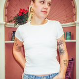 form fitted cotton baby tee in white