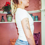 form fitted cotton baby tee in white