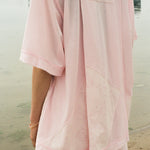 pink jersey pique roomy bowling tie up shirt