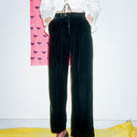 BOX-PLEAT TROUSER IN BLACK - 100% SILK
