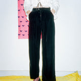 BOX-PLEAT TROUSER IN BLACK - 100% SILK