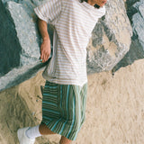 beige stripe jersey pique oversized tshirt