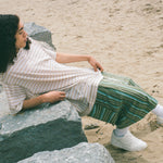 beige stripe jersey pique oversized tshirt