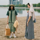 beige stripe jersey pique oversized tshirt