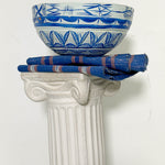 White and blue dried hollowed gourd serving bowl