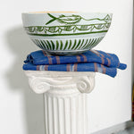 White and green dried hollowed gourd serving bowl