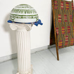 White and green dried hollowed gourd serving bowl