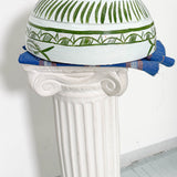 White and green dried hollowed gourd serving bowl