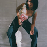 italian brocade pink silk bow romantic corset