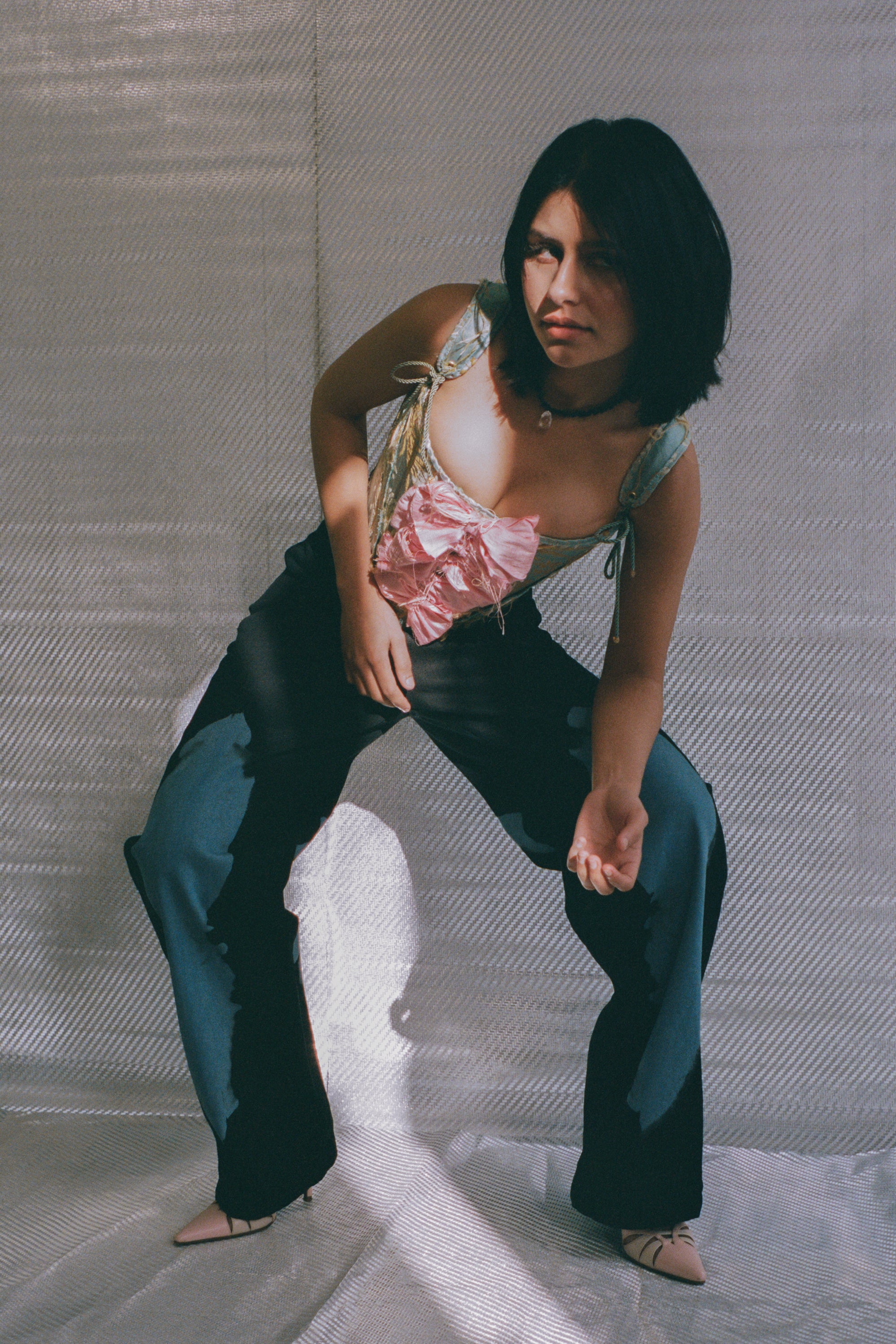 italian brocade pink silk bow romantic corset