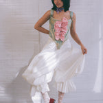 italian brocade pink silk bow romantic corset