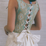 italian brocade pink silk bow romantic corset