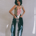 italian brocade pink silk bow romantic corset