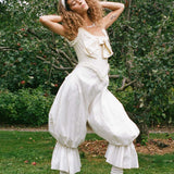 romantic panna cream silk opera corset with bow