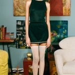 off black cupro polyester slinky skort