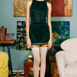 off black cupro polyester slinky skort